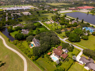 Luxury mansion homes in Wellington Florida shot with a aerial drone
