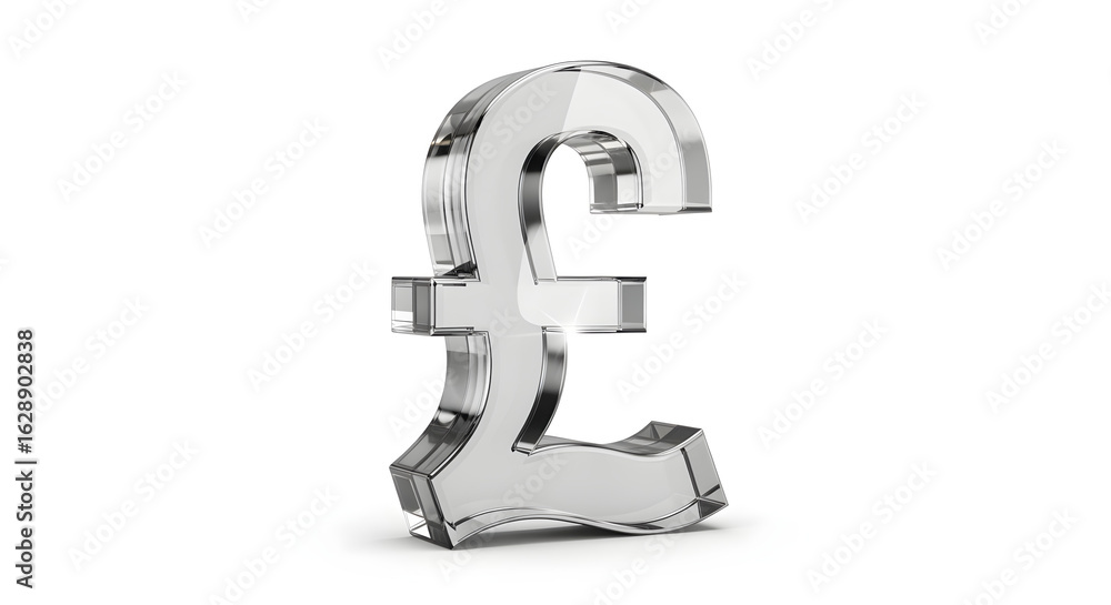 Poster silver pound sterling symbol isolated on white background in high resolution 3d rendering