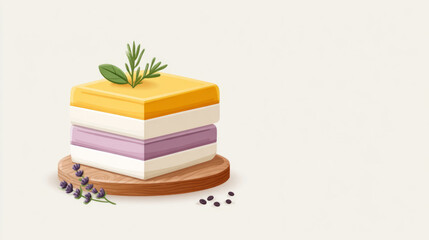 Colorful sapin sapin dessert slices with ilocano labeling for culinary presentation