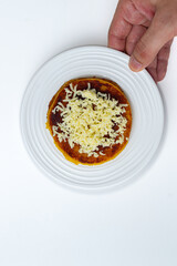 Sweet Corn Arepa with Fresh Cheese – Traditional Colombian Street Food on White Background