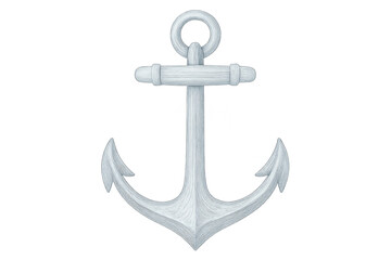 Vintage white nautical ship anchor, hand-drawn vector illustration, resting on transparent background, highlighting maritime design elements