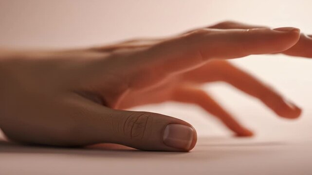 Closeup of a womans hand with delicate skin, showcasing the beauty of natural nails and the importance of hand care for a healthy and youthful appearance, conveying a sense of tenderness and grace