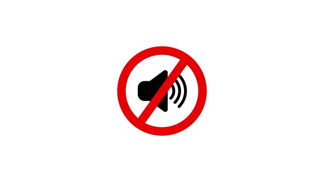 Don't allow or banded sound speaker symbol icon animation on white transparent background, do not us sound speaker icon, blocked sing animation. 