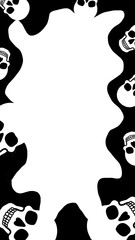halloween skull frame container border for social media, transparent background