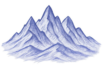 Fototapeta premium Mountain range pencil sketch, transparent backdrop highlighting rugged landscape peaks, ideal for wilderness-themed graphic design and branding