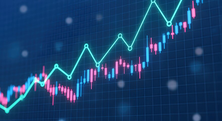 Vibrant Blue Stock Market Chart Showing Upward Trend and Volatility in a Dynamic Presentation