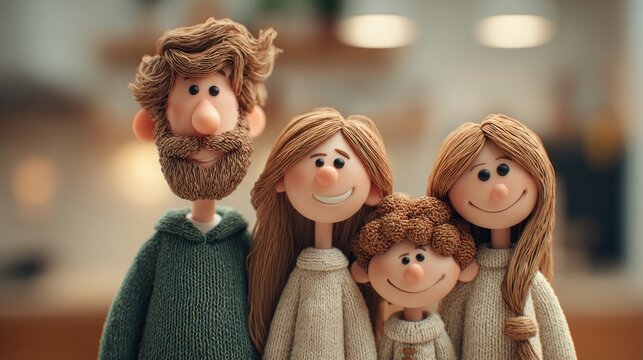 Joyful Clay Family Portrait: Warmth and togetherness in a handcrafted scene