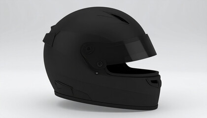 Fototapeta premium Black motorcycle helmet on a plain background