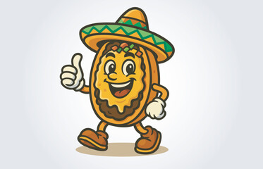 Mexican Mollete Mascot Cartoon Character Template