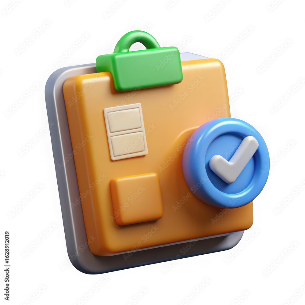 Poster 3d checklist and task management icon isolated on transparent background