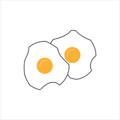 Fried eggs icon. Breakfast food symbol. Two yolks illustration. Morning Vector meal.