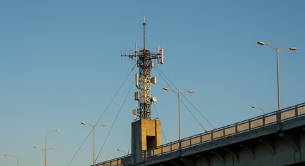 Communication tower on bridge