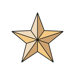 Five pointed star icon. Golden polygon shape. Festive decoration vector. Award glory symbol.
