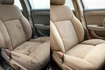 Car seats, before and after cleaning