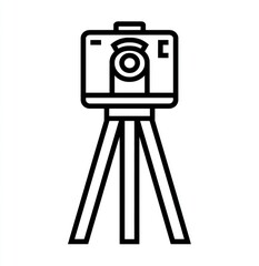 Simple line art of a camera on a tripod