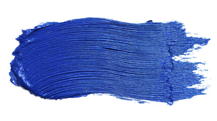 Vibrant blue paint stroke on a transparent background, isolated textured brush mark PNG image, PNG file