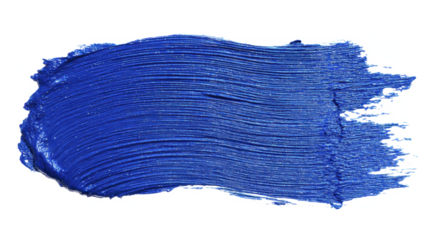 Vibrant blue paint stroke on a transparent background, isolated textured brush mark PNG image, PNG file