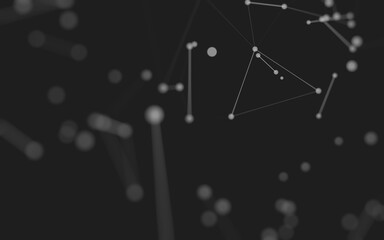 Fototapeta premium Abstract background. Molecules technology with polygonal shapes, connecting dots and lines. Connection structure. Big data visualization.