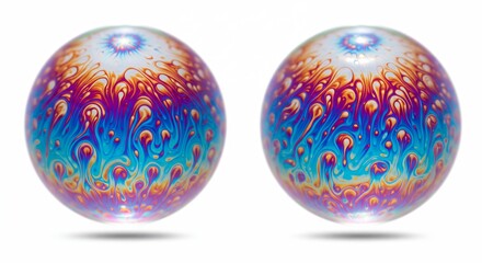 Colorful abstract spheres with swirling patterns