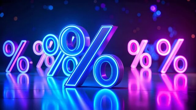Neon percentage symbols promotion
