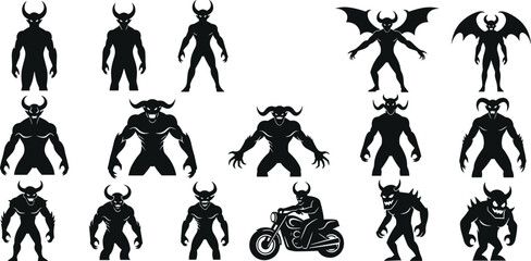 demon, vector, silhouette, wings, horns, claws, creature, fantasy, monster, black, rider, icon, cad, artwork, motorcycle, demonic icon, fantasy artwork, creature silhouette, black vector