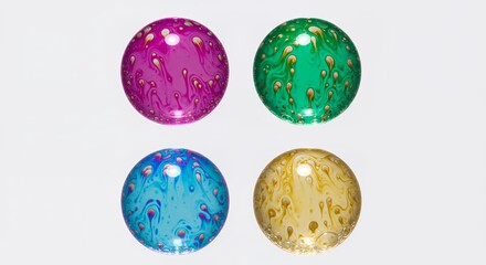 Four colorful abstract decorative spheres