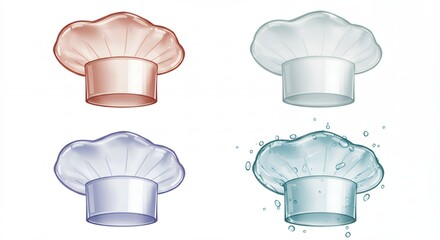 Four colorful chef hats illustration