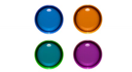 Four colorful round shapes on white background