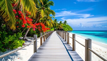 Tropical beach walkway