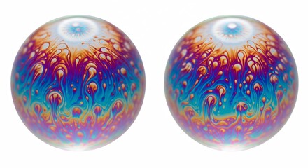 Multicolored iridescent round objects