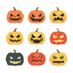 Halloween Pumpkin Faces Set