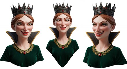 Stylized female portraits digital illustration design concepts