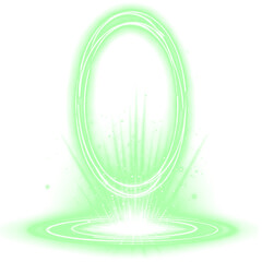 Vibrant Green Portal Effect with Magical Aura and Concentric Rings Isolated on a transparent background