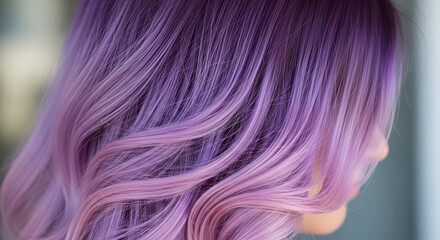 Naklejka premium Wavy Hair with Vibrant Purple and Pink Ombre Color