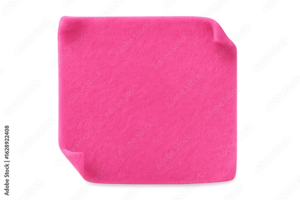 Poster pink sticky note with curled corners isolated on transparent background, creating a simple yet vibra
