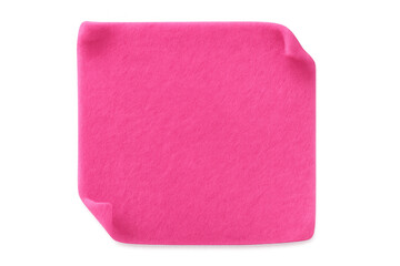 Pink sticky note with curled corners isolated on transparent background, creating a simple yet vibrant visual