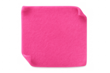 Pink sticky note with curled corners isolated on transparent background, creating a simple yet vibrant visual