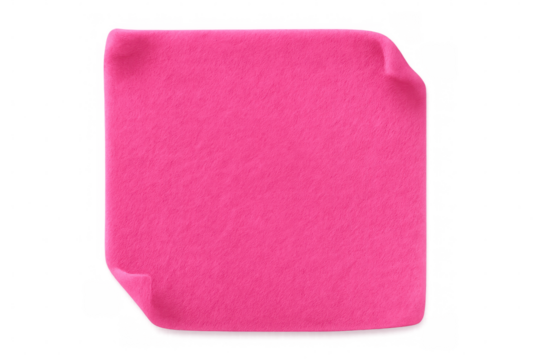 Pink sticky note with curled corners isolated on transparent background, creating a simple yet vibrant visual - Powered by Adobe