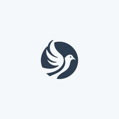 Peace dove logo in simple and graceful silhouette illustration.