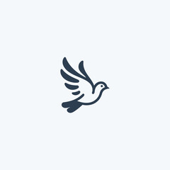 Peace dove logo in simple and graceful silhouette illustration.