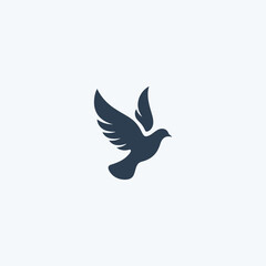 Peace dove logo in simple and graceful silhouette illustration.