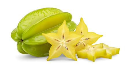 Fototapeta premium Exotic star fruit ready to brighten your day with its unique shape and vibrant color, a healthy and delicious snack for any occasion, very refreshing