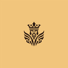 Abstract king logo in modern and regal artistic style.