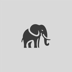 Elephant logo in clean and strong minimalist silhouette design.