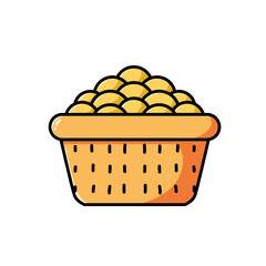 Illustrate a bread basket, use it as an icon, sticker or logo.