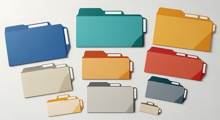 A top-down view showcases a collection of colorful file folders against a light, textured background, creating an organized and visually appealing presentation.