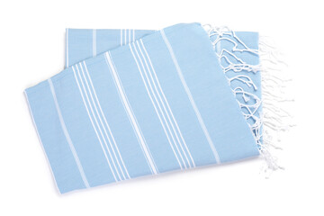 One beach towel isolated on white, top view