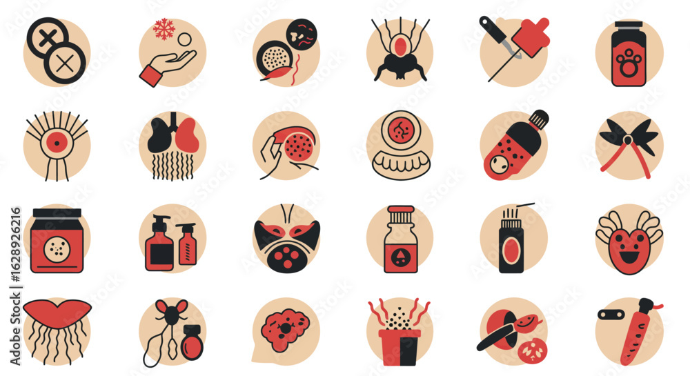 Poster minimalist flat icons set of allergy and food intolerance symbols in a clean vector style, simple ou