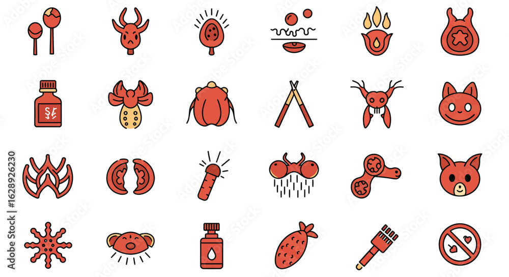 Poster minimalist flat icons set of allergy and food intolerance symbols in a clean vector style, simple ou