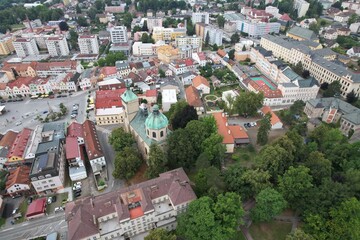 Havlickuv Brod cityscape aerial panorama of historic town square in Vysocina region, Bohemia Czech republic